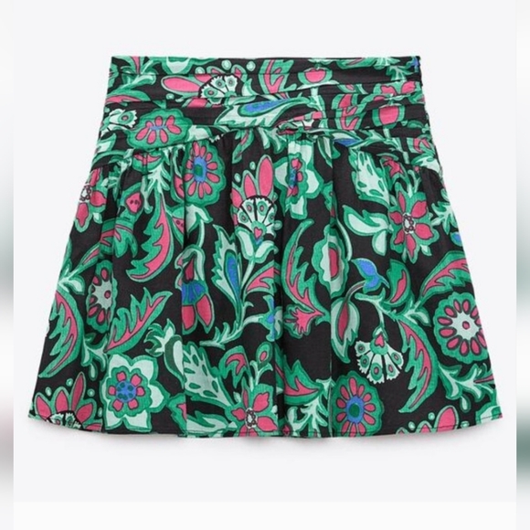 NWT Zara Floral Print Linen Blend Mini Skirt, Size XL - Picture 5 of 8